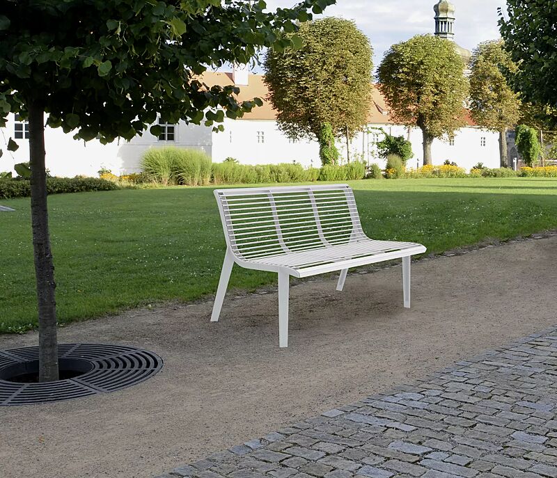 Sitzbank EMAU mit Rückenlehne, Edelstahl