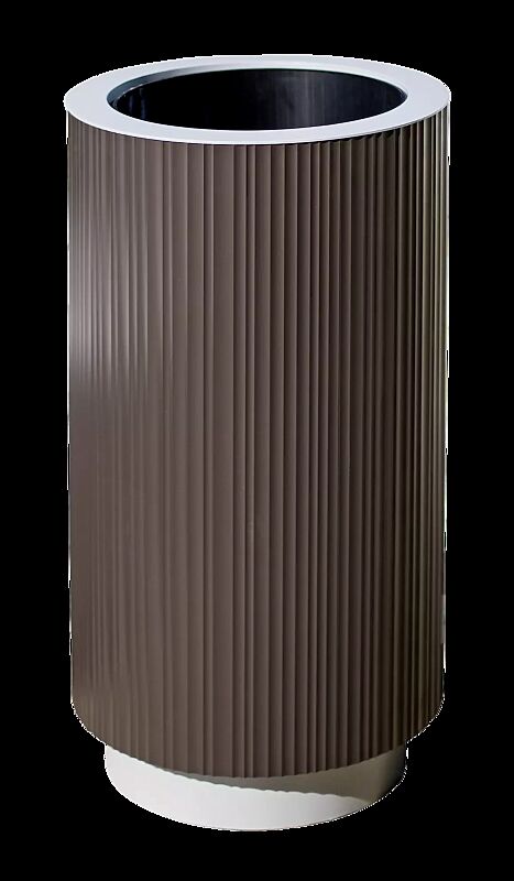Abfallbehälter QUINBIN, rund, Korpus: Aluminiumprofile in RAL 8002 signalbraun, Stahlteile in 9006 weißaluminium