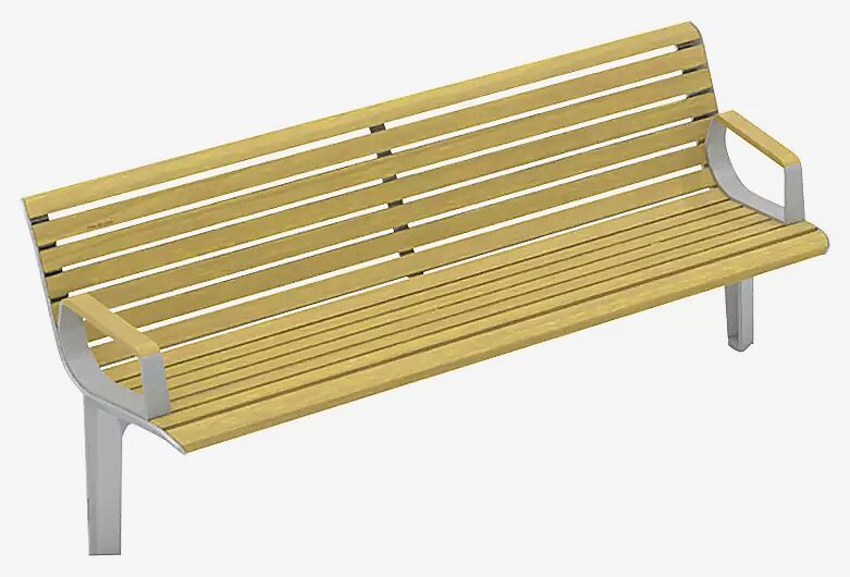 Sitzbank EMAU SOLO mit Rückenlehne und Armlehnen, mit Robinienholzbelattung