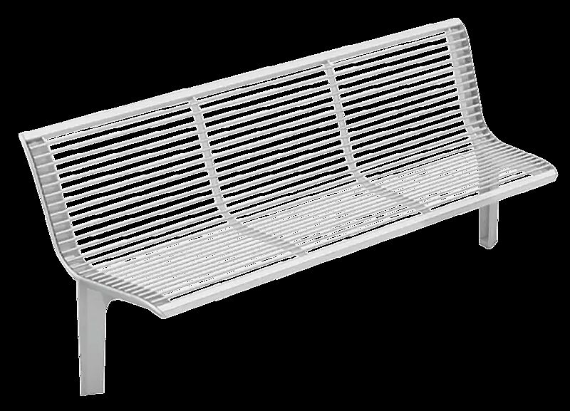 Sitzbank EMAU SOLO mit Rückenlehne, Auflage Sitzfläche und Rückenlehne aus Edelstahl