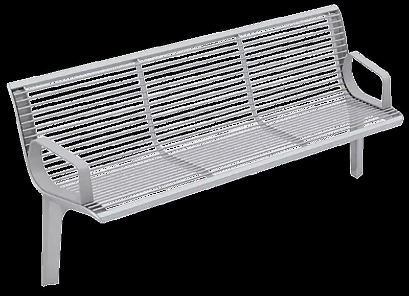 Sitzbank EMAU SOLO mit Rückenlehne und Armlehnen, Stahlteile in RAL 7035 lichtgrau