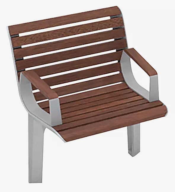 Sitz EMAU SOLO mit Rückenlehne und Armlehnen, mit Jatobaholzbelattung