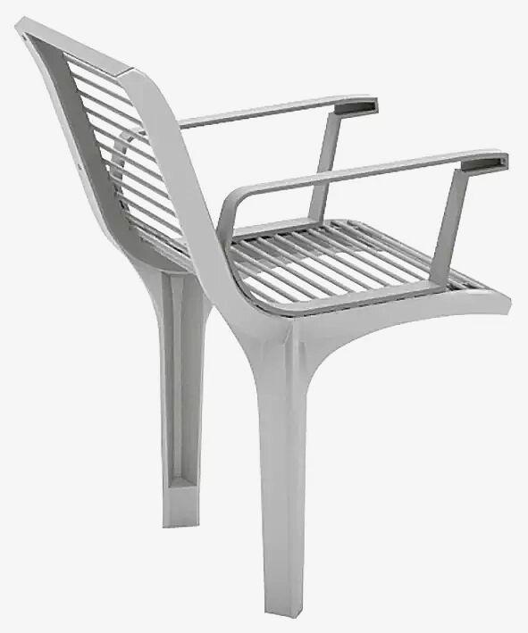 Senioren-Sitz EMAU SOLO mit Rückenlehne und Armlehnen, Stahlteile in RAL 9007 graualuminium