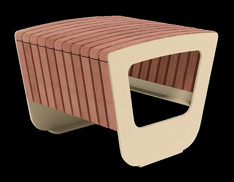 Sitz LANDSCAPE COMPACT ohne Rückenlehne, mit Jatobaholzbelattung, Stahlteile in RAL 1000 grünbeige