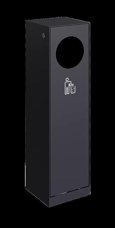 Abfallbehälter CRYSTAL ohne Ascher, 32 Liter, ohne Einwurfklappe, in RAL 7016 anthrazitgrau, Siebdruck in RAL 9003 signalweiß