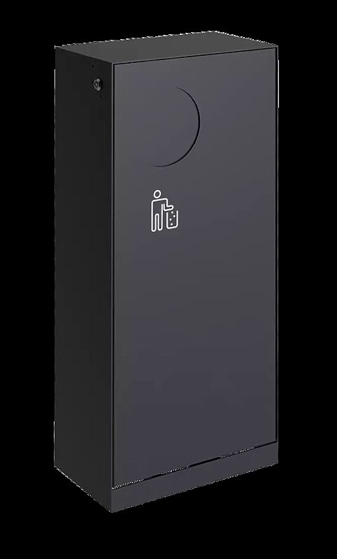 Abfallbehälter CRYSTAL ohne Ascher, 55 Liter, mit Einwurfklappe, in RAL 7016 anthrazitgrau, Siebdruck in RAL 9003 signalweiß