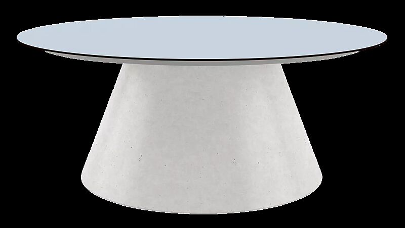 Tisch CONICS mit HPL-Auflage in Glacier blue 0706, HPC-Beton in hellgrau