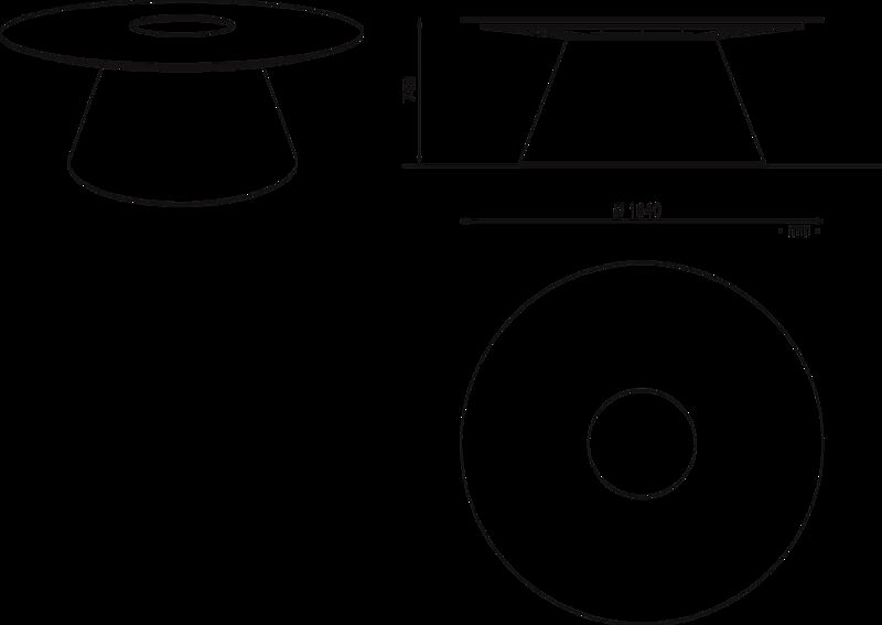Tisch CONICS mit HPL-Auflage, inkl. Pflanzeinfassung Ø 545 mm