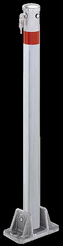 Sperrpfosten ALMERIA, Rundzylinderschloss verschieden schließend, feuerverzinkt mit Reflexfolie rot