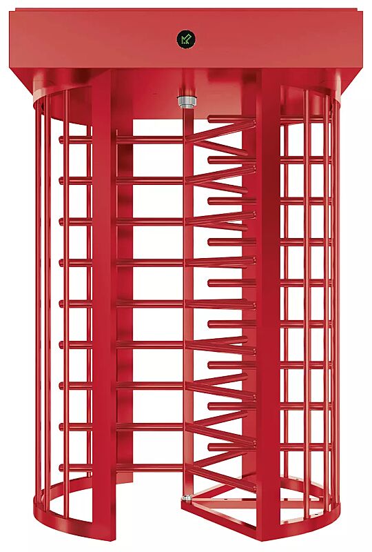 Einzel-Drehkreuz PALAMAS, Rotor und Rahmen kunststoffbeschichtet in RAL 3028 reinrot (gegen Aufpreis)