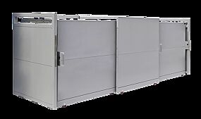 <div id="container" class="container">Müllbehälter-Dreifachschrank STYLEOUT® BLANK 1100, Aluminiumkonstruktion in RAL 9007 graualuminium</div>