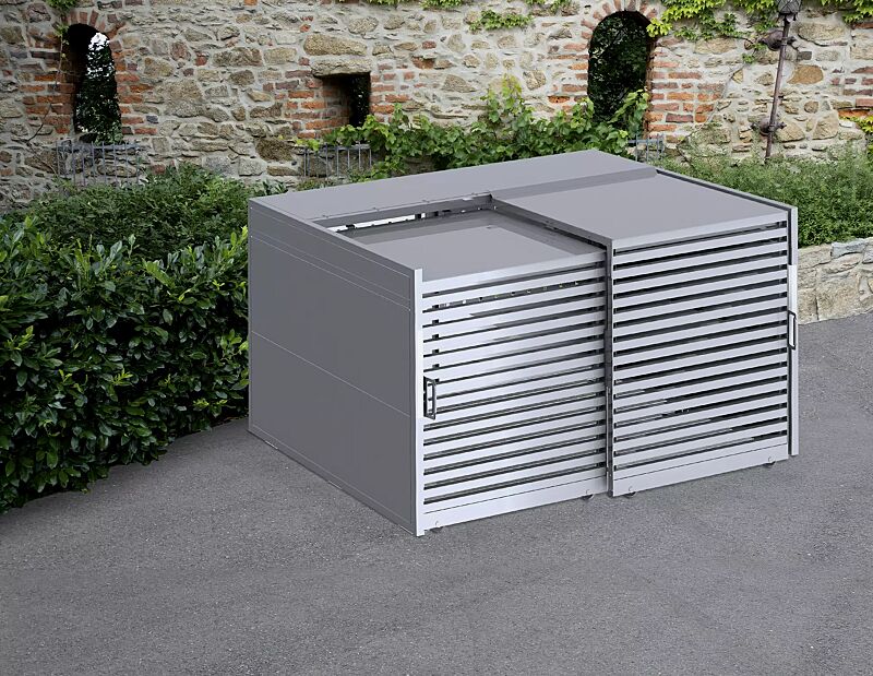 Fahrradgarage STYLEOUT® BIKE LINIS, Rück-, Seitenwände und Schiebetüren in RAL 7035 lichtgrau