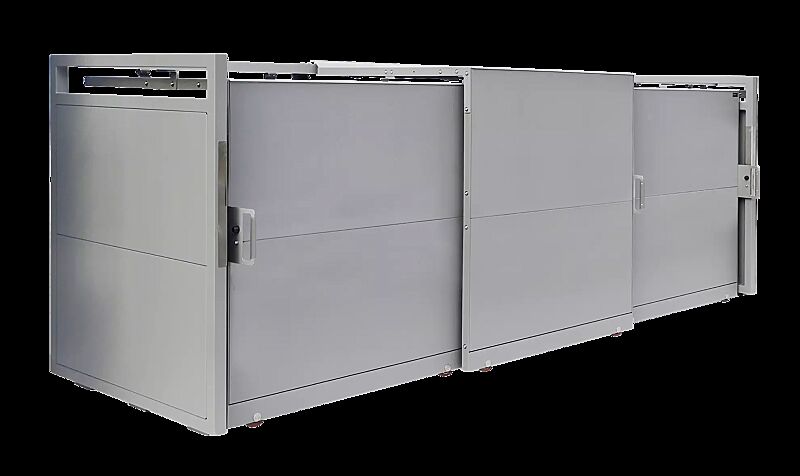 Müllbehälter-Dreifachschrank STYLEOUT® BLANK 1100, Aluminiumkonstruktion in RAL 9007 graualuminium