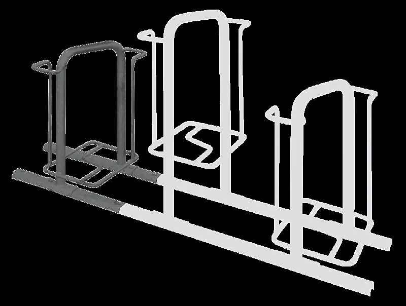 Fahrradparker MISSOURI doppelseitig 90°, tief / hoch, zum Aufdübeln bei +/-0 mm, in RAL 7012 basaltgrau