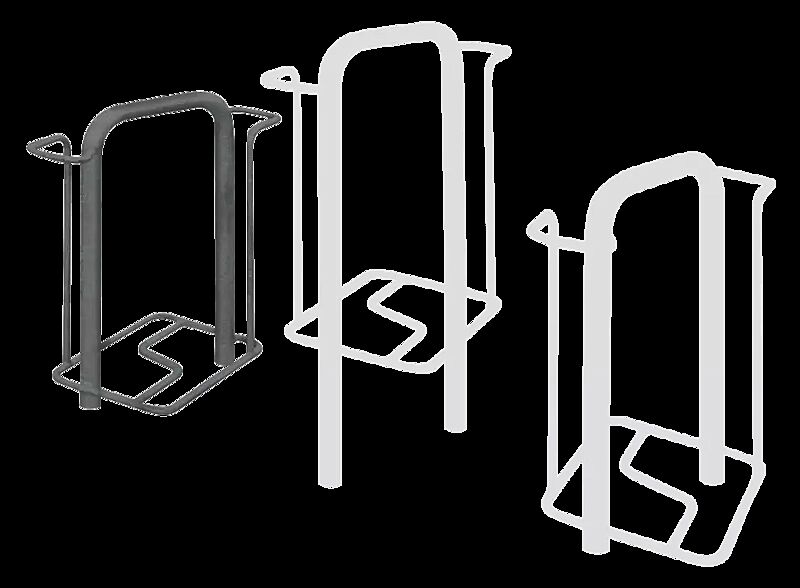 Fahrradparker MISSOURI doppelseitig 90°, tief / hoch, zum Aufdübeln bei -250 mm, in RAL 7012 basaltgrau