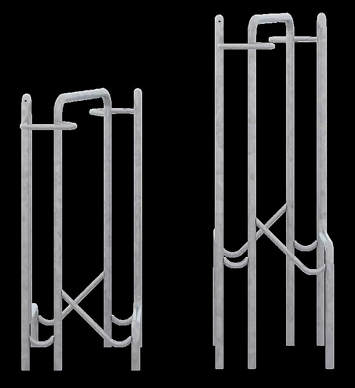 Fahrradparker TACOMA doppelseitig 90°, tief / hoch, zum Aufdübeln bei -200 mm, 2 Stellplätze, feuerverzinkt