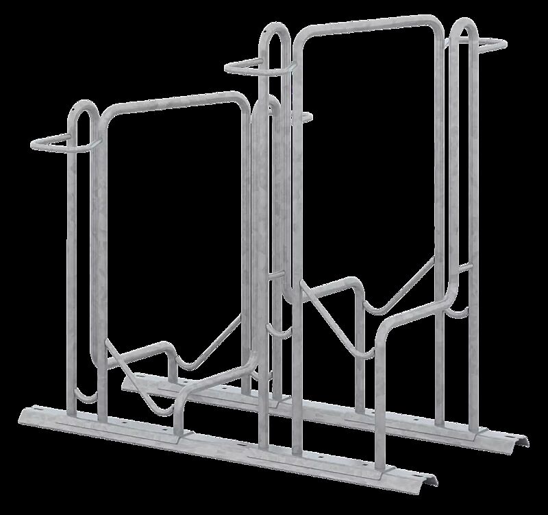 Fahrradparker TACOMA doppelseitig 90°, tief / hoch, zum Aufdübeln bei +/- 0 mm, 2 Stellplätze, feuerverzinkt