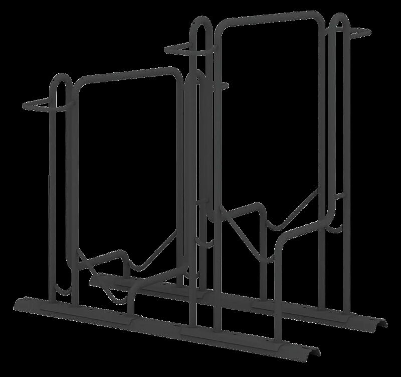 Fahrradparker TACOMA doppelseitig 90°, tief / hoch, zum Aufdübeln bei +/- 0 mm, 2 Stellplätze, in RAL 7016 anthrazitgrau