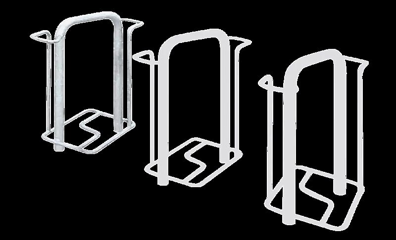 Fahrradparker MISSOURI-LIGHT doppelseitig 90°, tief, zum Aufdübeln bei -250 mm, feuerverzinkt