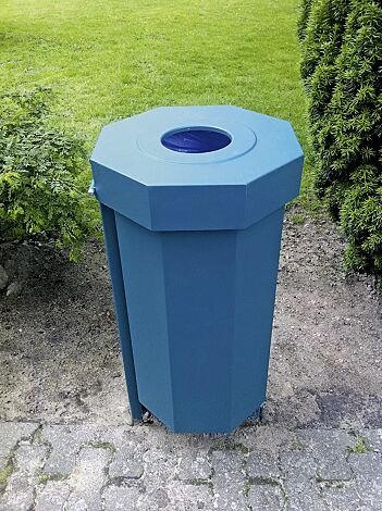 Abfallbehälter HAMBURG, aus Stahl- mit Ungeziefer-Bekämpfungs-Einrichtung, in RAL 5015 himmelblau