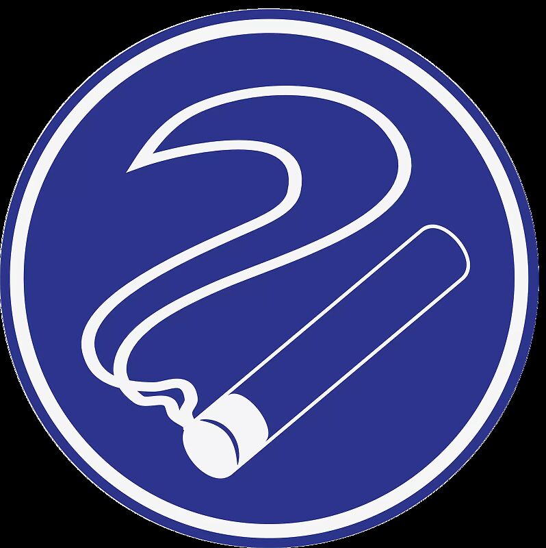 Aufkleber ZIGARETTE - blauer Hintergrund Umrandung weiß, Ø 300 mm