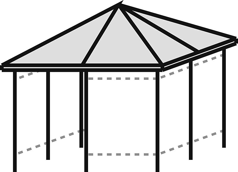 Raucherunterstand APOLLO, Dachbreite x Dachtiefe 3300 mm x 3300 mm