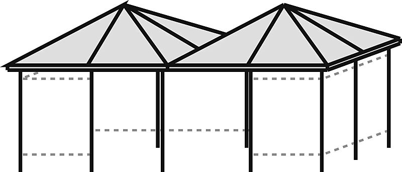 Raucherunterstand APOLLO, Dachbreite x Dachtiefe 6300 mm x 3300 mm