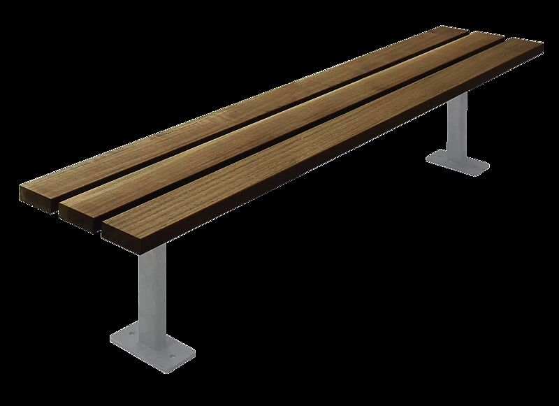 Sitzbank TOBACCO für 1-Feld-Anlage, 1-seitig, mit Sapeliholzbelattung, Stahlteile in RAL 7001 silbergrau