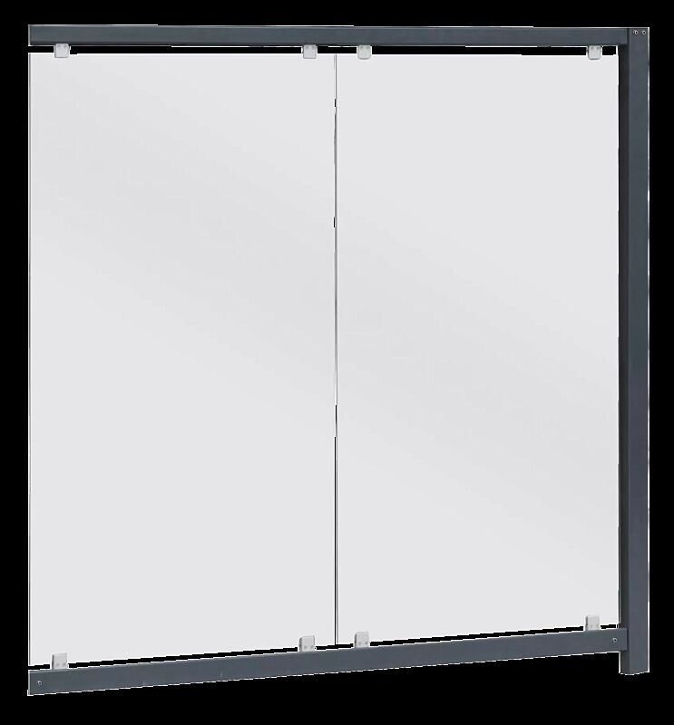 Windschutzwand, Klarglas Raster 2300 mm, einschließlich vorderer Stütze