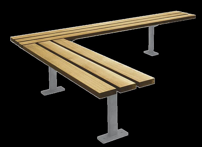 Sitzbank TOBACCO für 1-Feld-Anlage, 2-seitig, mit Eschenholzbelattung, Stahlteile in RAL 7001 silbergrau