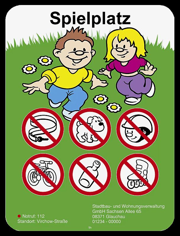 Hinweisschild: Spielplatz individuell