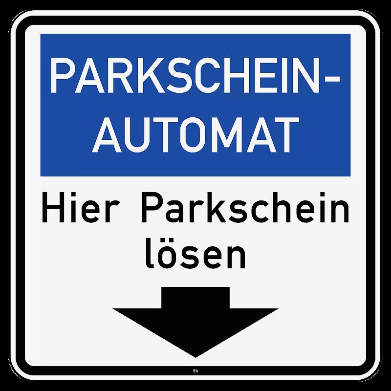 Hinweisschild: Parkscheinautomat