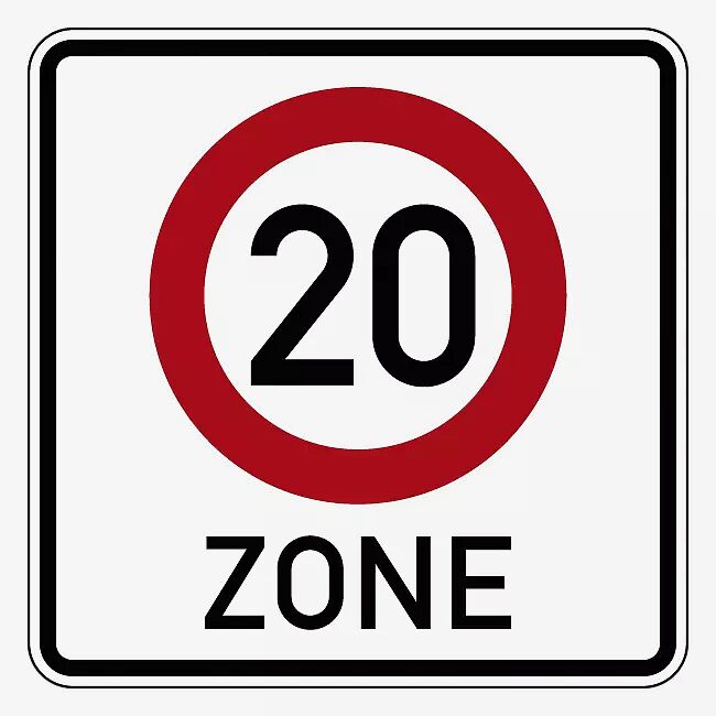 Verkehrszeichen BEGINN EINER TEMPO 20-ZONE 600 x 600 mm, RA 1