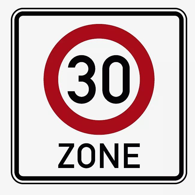 Verkehrszeichen: Beginn einer Tempo 30-Zone