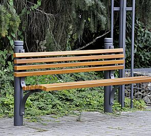 Sitzbank mit Poller BOULEVARD 102 in RAL 7016 anthrazitgrau