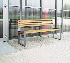 Sitzbank TAMORES mit Rückenlehne, Stahlteile in DB 703 eisenglimmer