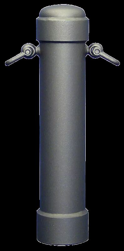 Rabattengeländer mit Poller STIL 76, Kettenpoller mit 2 Ösen (inkl. Schäkel), in DB 703 eisenglimmer