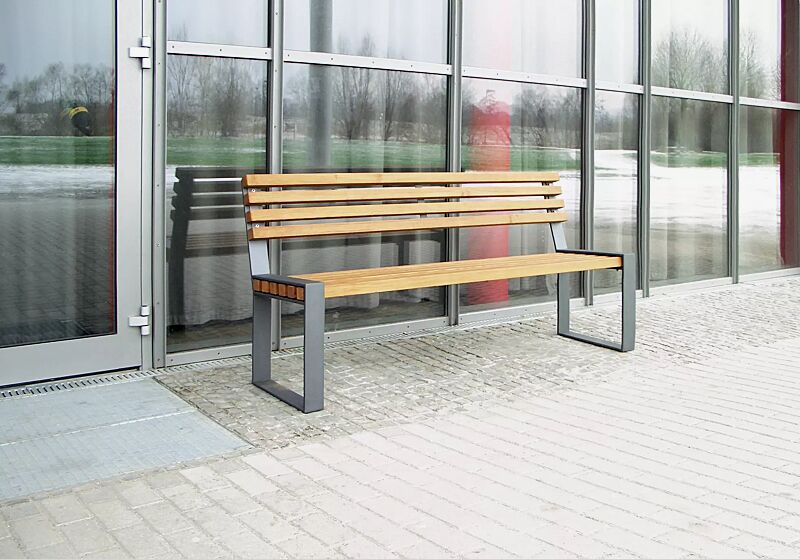 Sitzbank TAMORES mit Rückenlehne, Stahlteile in DB 703 eisenglimmer