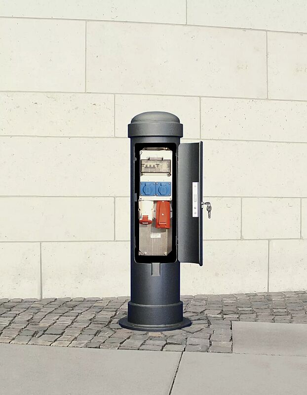 Energie-Versorgungspoller STIL 245 in RAL 7016 anthrazitgrau