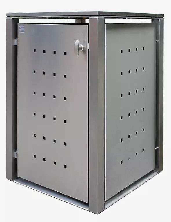 Müllbehälter-Einzelschrank TORRANCE, komplett in Edelstahl