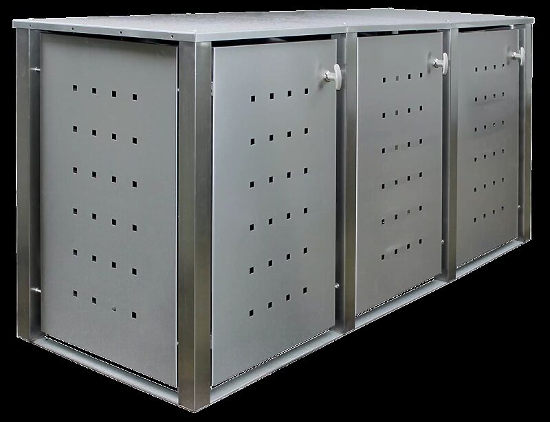 Müllbehälter-Dreifachschrank TORRANCE, komplett in Edelstahl