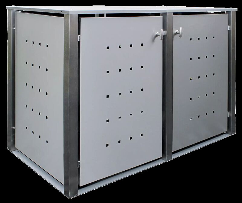 Müllbehälter-Doppelschrank TORRANCE, komplett in Edelstahl