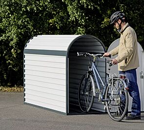 Fahrradgarage METIS inklusive Einfahrschiene zum bequemen Einstellen des Fahrrades