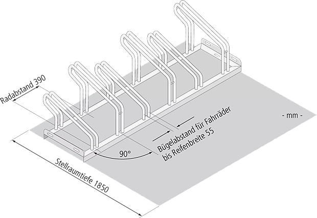 einseitig 90°, 390 mm