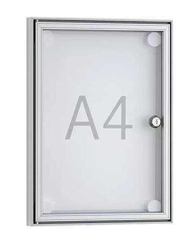 Schaukasten LEFKA, Acrylglas-Tür eingefasst im Alu-Rahmen, für 1 x DIN A4