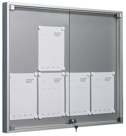 Drehtür-Schaukasten MOSCHATO mit spitzen Ecken, für 8 x DIN A4, Alu silber