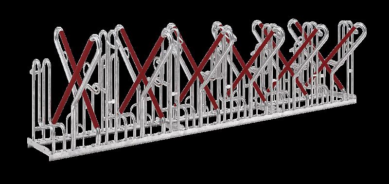 Fahrradständer OAKLAND doppelseitig, 12 Stellplätze, 12 Anlehnbügel, Radabstand 540 mm