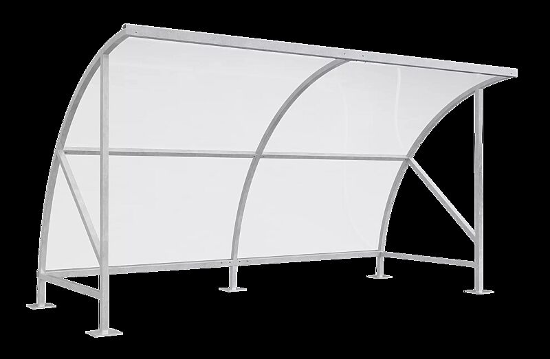 Fahrradüberdachung CEPHEUS, Dachbreite x Dachtiefe 4130 mm x 2100 mm, Dach aus Polycarbonat, Stahlkonstruktion feuerverzinkt