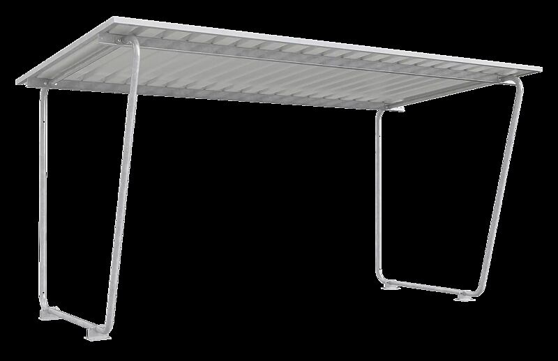 Fahrradüberdachung INDUS, Dachbreite x Dachtiefe 4800 mm x 2330 mm, einseitig, ohne Rück- / Seitenwände, Stahlkonstruktion feuerverzinkt