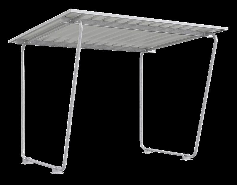 Fahrradüberdachung INDUS, Dachbreite x Dachtiefe 2975 mm x 2330 mm, einseitig, ohne Rück- / Seitenwände, Stahlkonstruktion feuerverzinkt
